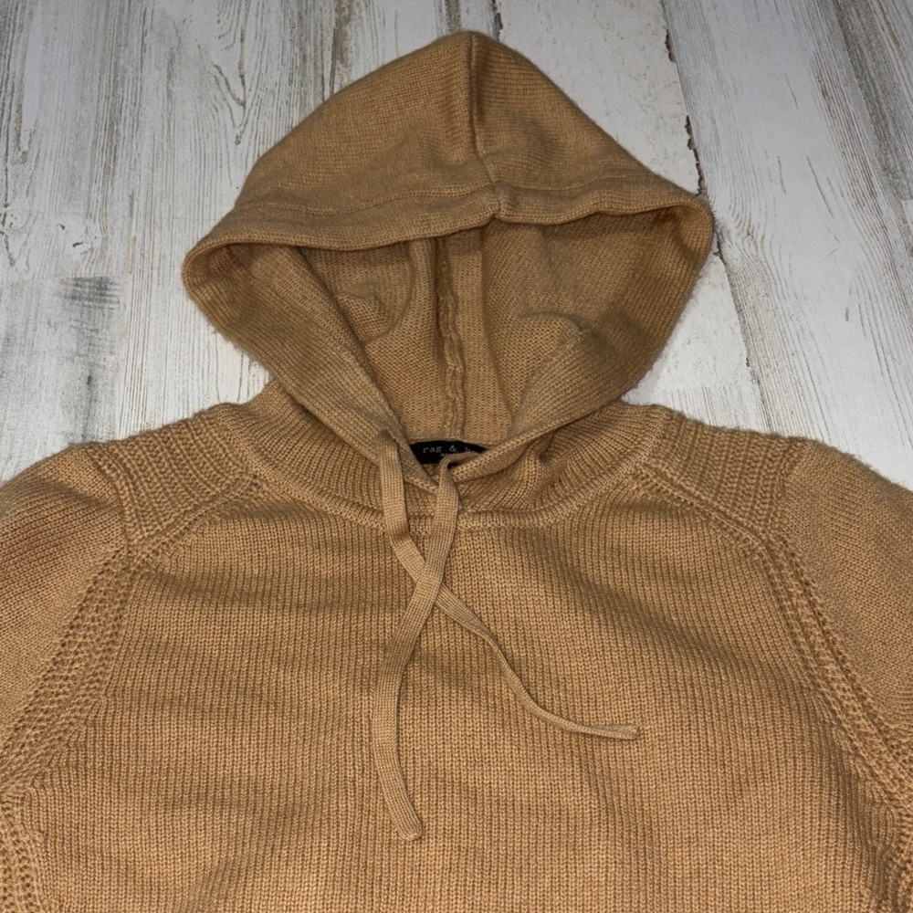 Rag & Bone Camel Hooded Sweater Cashmere and Wool Blend - Picture 3 of 9